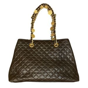 Paola Del Lungo Quilted Leather Gold Coin Shoulder Bag